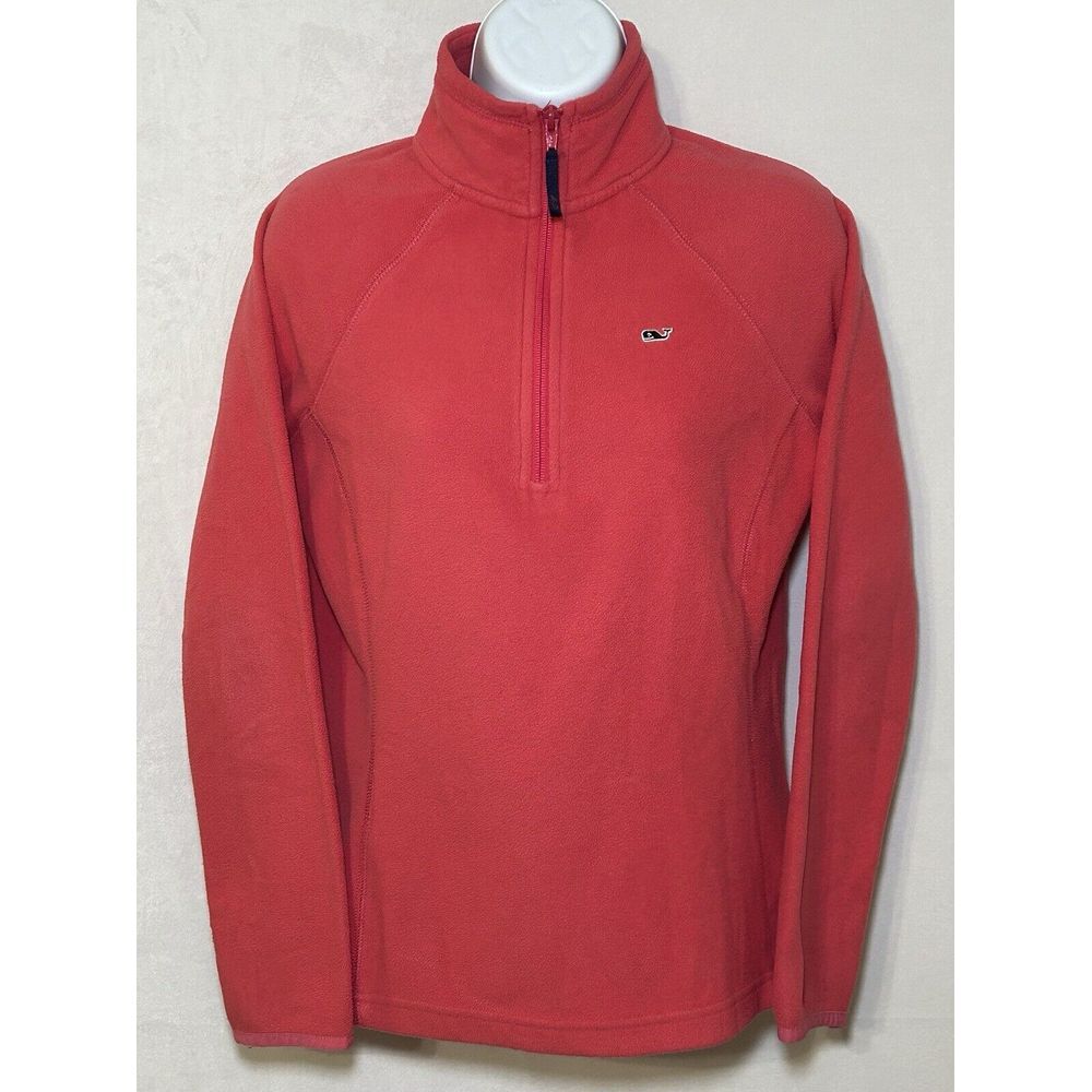Vineyard Vines Women's XS Long Sleeve 1/4 Zip Mock‎ Neck Coral Fleece Sweater